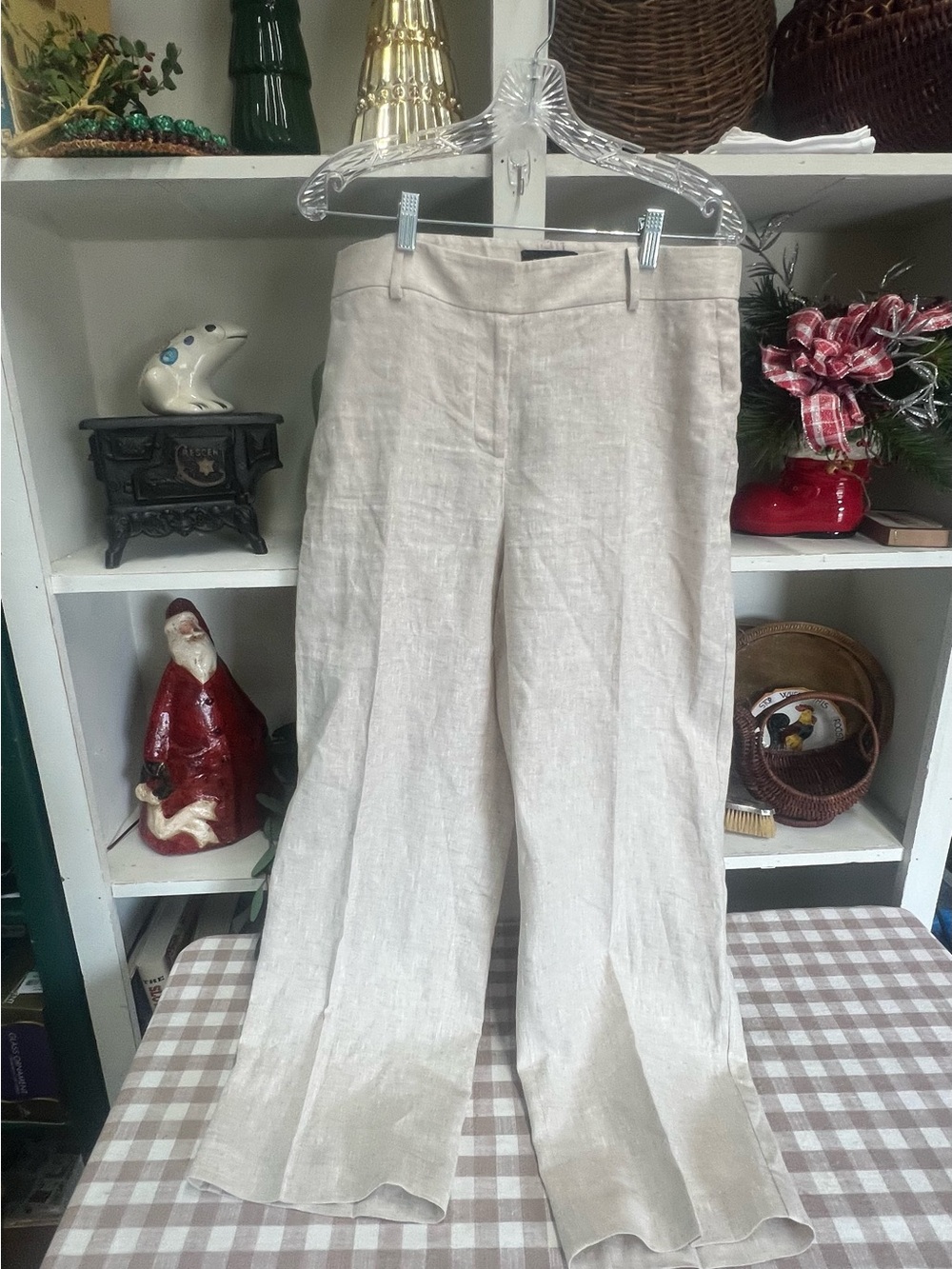 Talbots linen cropped pants size 8 cream beige